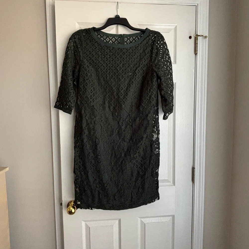 LOFT Dark Lace Long Sleeve Dress - Picture 2 of 3